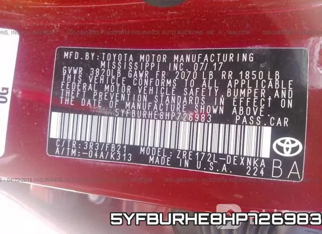 5YFBURHE8HP726983 фото 10