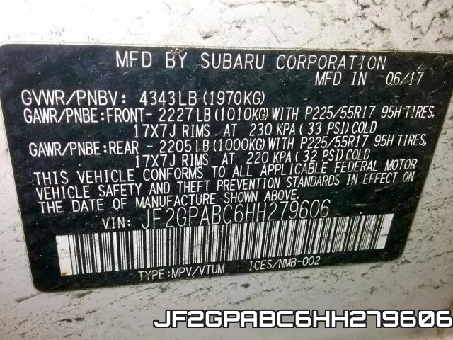 JF2GPABC6HH279606 фото 2