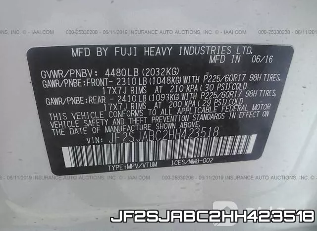 JF2SJABC2HH423518 фото 7