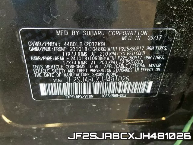 JF2SJABCXJH481026 фото 2