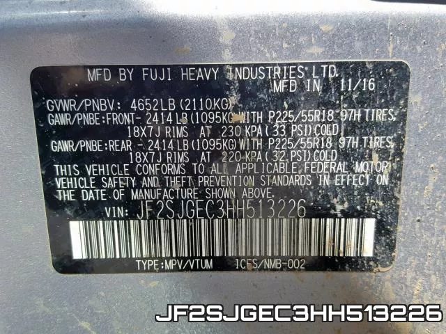 JF2SJGEC3HH513226 фото 2
