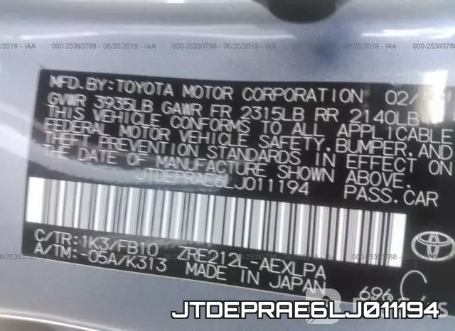 JTDEPRAE6LJ011194 фото 10