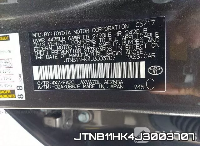 JTNB11HK4J3003707 фото 10