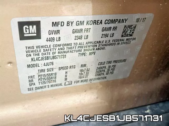 KL4CJESB1JB571731 фото 2