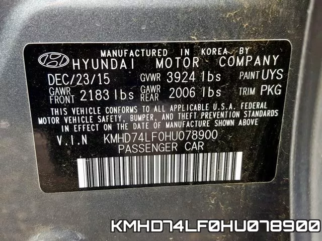 KMHD74LF0HU078900 фото 2