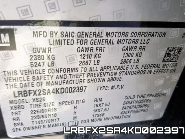 LRBFX2SA4KD002397 фото 2