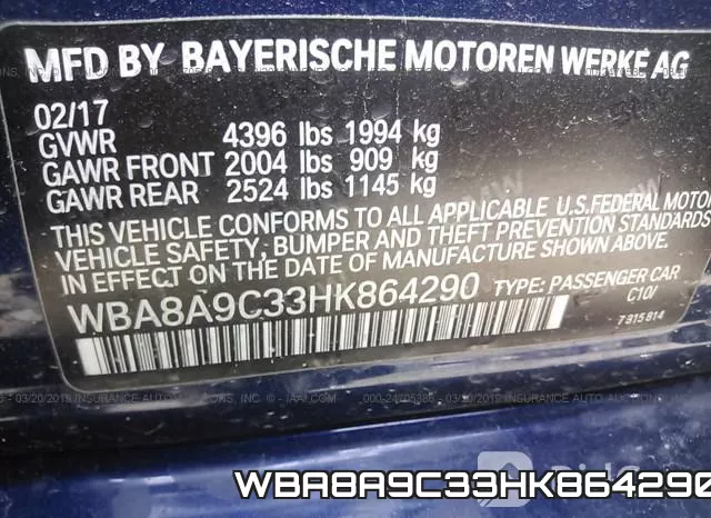 WBA8A9C33HK864290 фото 10
