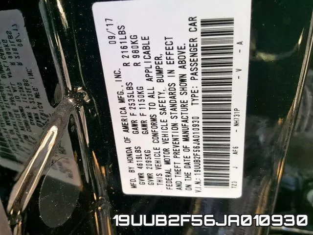 19UUB2F56JA010930 фото 2