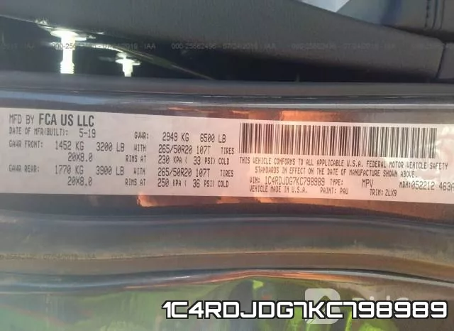 1C4RDJDG7KC798989 фото 10