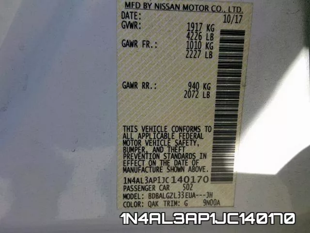 1N4AL3AP1JC140170 фото 2