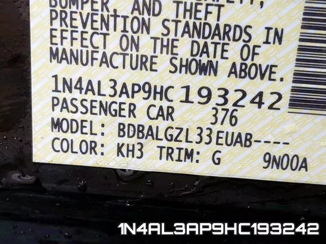 1N4AL3AP9HC193242 фото 2