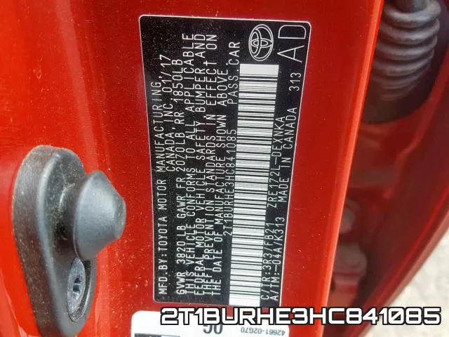 2T1BURHE3HC841085 фото 2