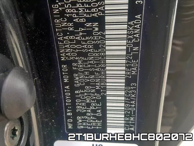 2T1BURHE8HC802072 фото 2