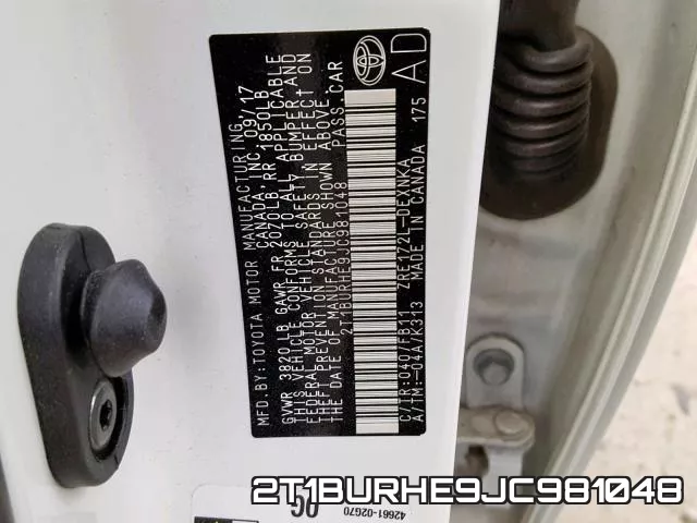 2T1BURHE9JC981048 фото 2