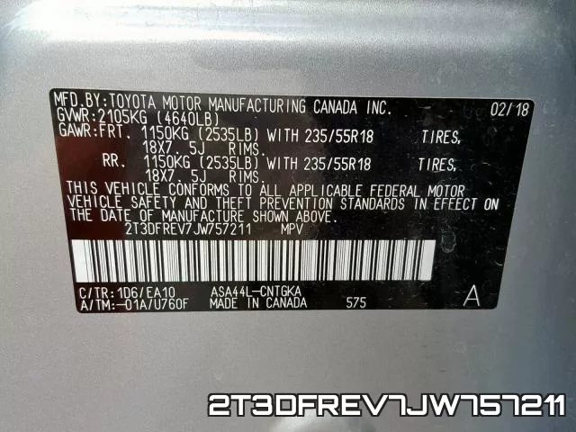 2T3DFREV7JW757211 фото 2