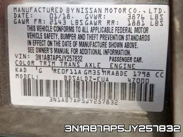 3N1AB7AP5JY257832 фото 2