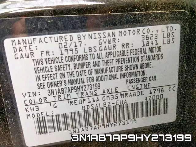 3N1AB7AP9HY273199 фото 2