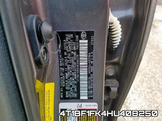 4T1BF1FK4HU408250 фото 2