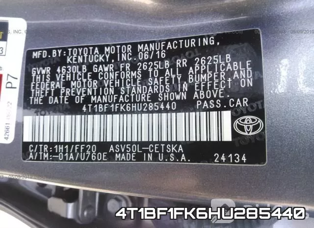 4T1BF1FK6HU285440 фото 9