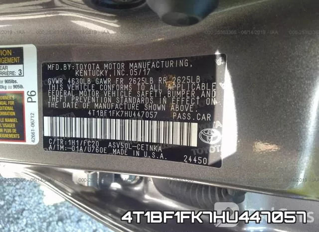 4T1BF1FK7HU447057 фото 10