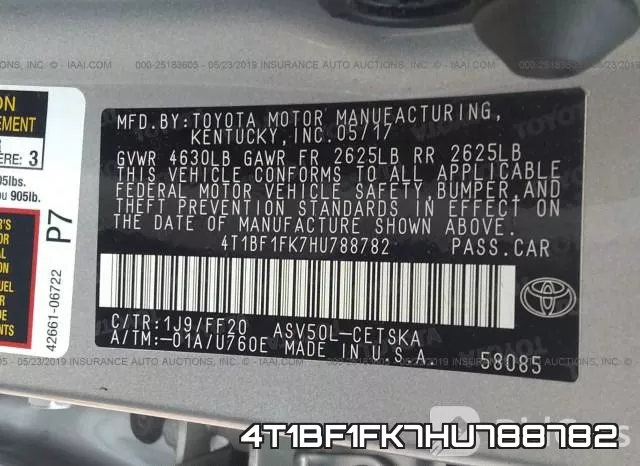 4T1BF1FK7HU788782 фото 10