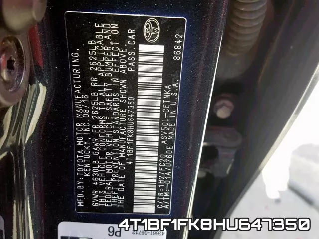 4T1BF1FK8HU647350 фото 2