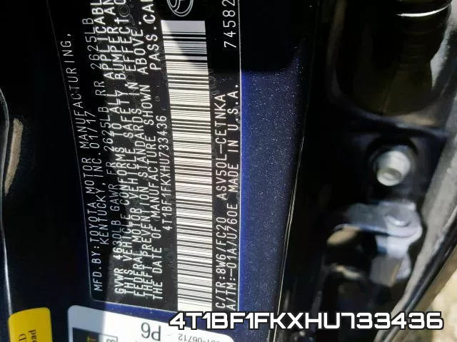 4T1BF1FKXHU733436 фото 2