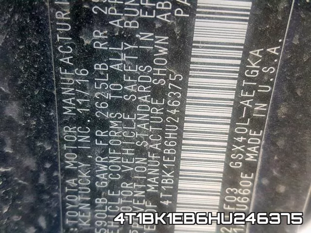 4T1BK1EB6HU246375 фото 2