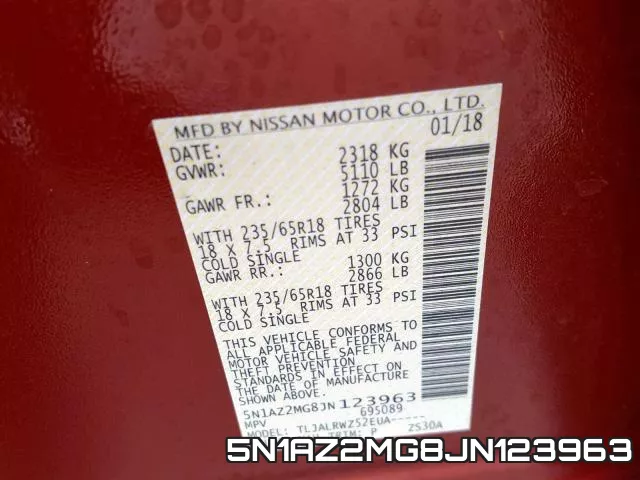 5N1AZ2MG8JN123963 фото 2