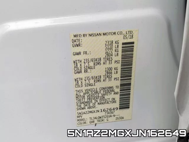 5N1AZ2MGXJN162649 фото 2