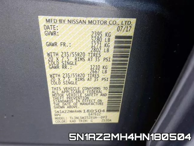 5N1AZ2MH4HN180504 фото 2