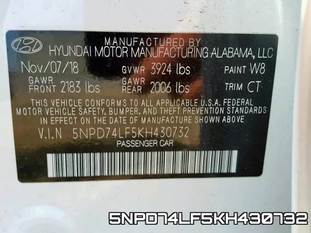 5NPD74LF5KH430732 фото 2