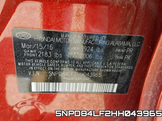 5NPD84LF2HH043965 фото 2