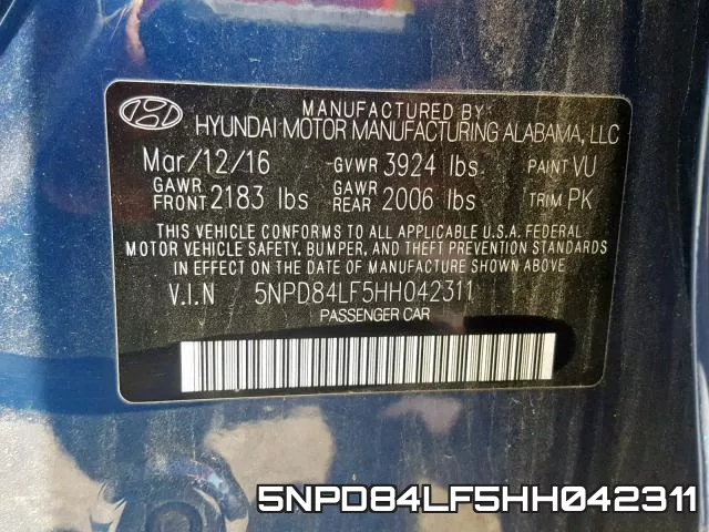 5NPD84LF5HH042311 фото 2
