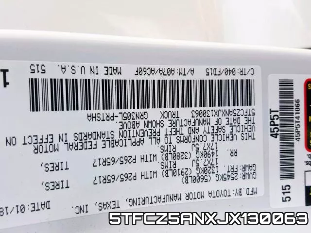 5TFCZ5ANXJX130063 фото 2