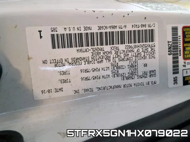 5TFRX5GN1HX079022 фото 2