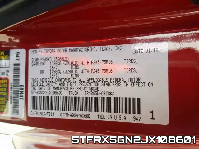 5TFRX5GN2JX108601 фото 2