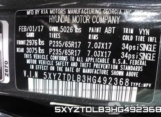 5XYZTDLB3HG492368 фото 10