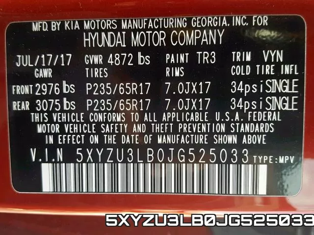 5XYZU3LB0JG525033 фото 2