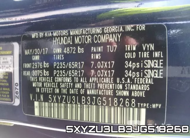 5XYZU3LB3JG518268 фото 10