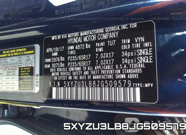 5XYZU3LB8JG509579 фото 10