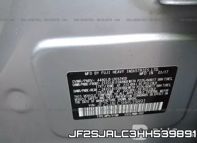 JF2SJALC3HH539891 фото 10