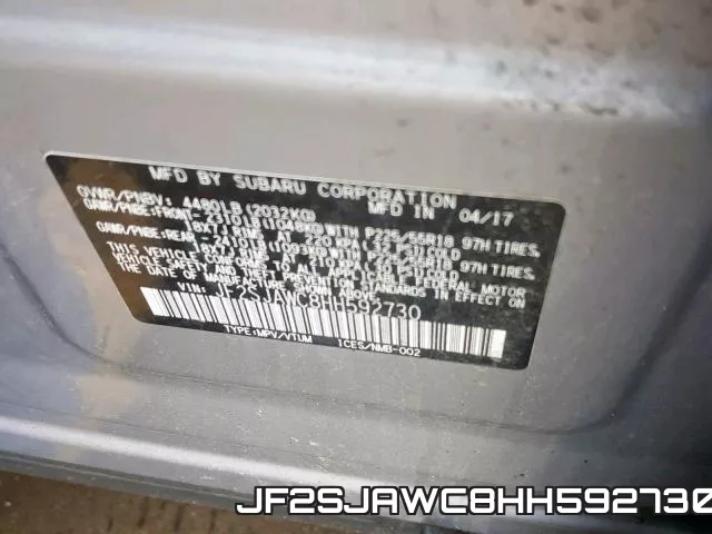 JF2SJAWC8HH592730 фото 2