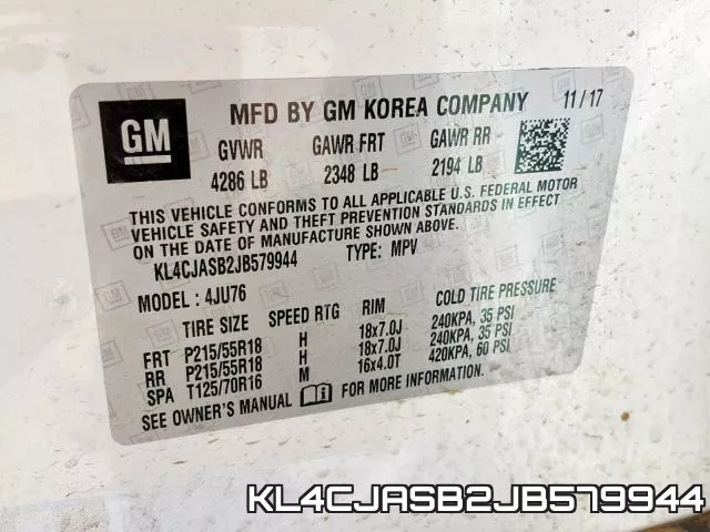 KL4CJASB2JB579944 фото 2