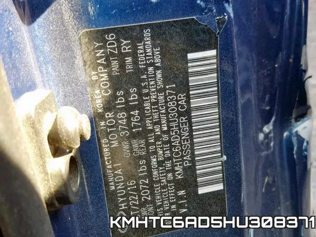 KMHTC6AD5HU308371 фото 2