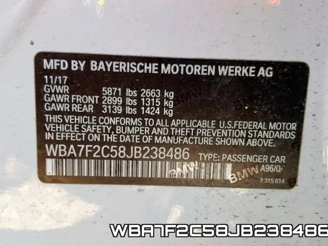WBA7F2C58JB238486 фото 2