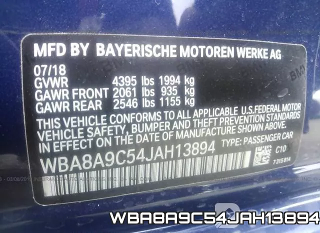 WBA8A9C54JAH13894 фото 10