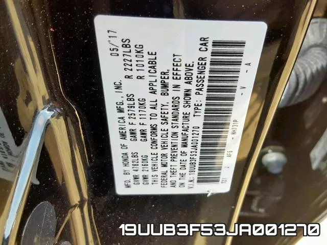 19UUB3F53JA001270 фото 2
