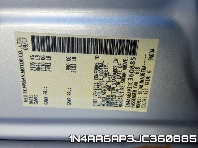 1N4AA6AP3JC360885 фото 2