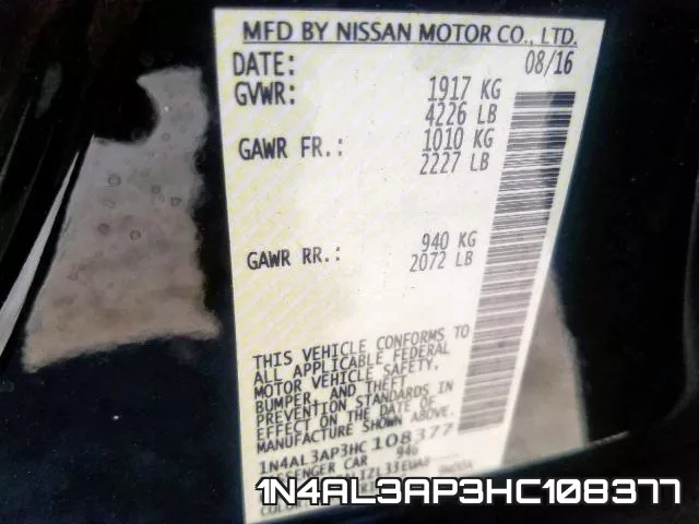 1N4AL3AP3HC108377 фото 2